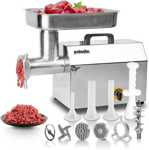 Paladin Equipment #32 Electric Commercial Meat Grinder, 2 HP Heavy Duty Stainless Steel Meat grinder Machine with Sausage Sufffer, 21 lbs Per Minute, Ideal for deer processing, Pet Food,Heavy Use in Saudi Arabia