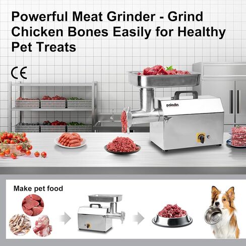 Paladin Equipment #32 Electric Commercial Meat Grinder, 2 HP Heavy Duty Stainless Steel Meat grinder Machine with Sausage Sufffer, 21 lbs Per Minute, Ideal for deer processing, Pet Food,Heavy Use in Saudi Arabia