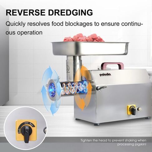 Paladin Equipment #32 Electric Commercial Meat Grinder, 2 HP Heavy Duty Stainless Steel Meat grinder Machine with Sausage Sufffer, 21 lbs Per Minute, Ideal for deer processing, Pet Food,Heavy Use in Saudi Arabia