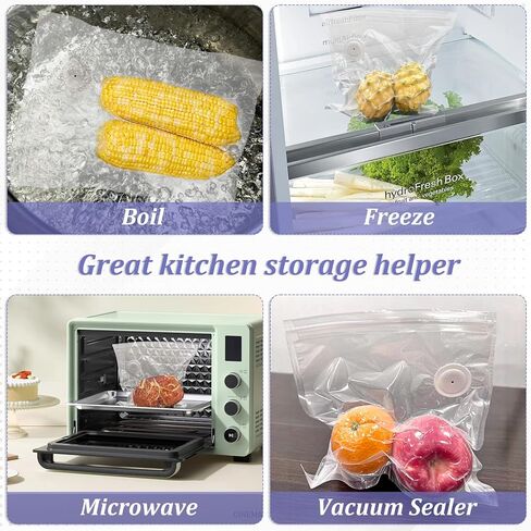 40 Packs Vacuum Sealer Bags Air Valve Vacuum Sealing Bags Vacuum Storage Seal Bag for Food Saver, Resealable Meal Bags with Air Valve with 4 Seal Clips in Kuwait