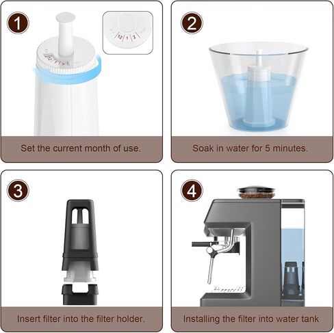 4 Pack Replacement Water Filter for Breville Espresso Machine Barista Touch Bes880, Oracle Touch BES990, Barista Pro BES878, Oracle BES980, Dual Boiler BES920 Bambino ClaroSwiss Sage in Saudi Arabia