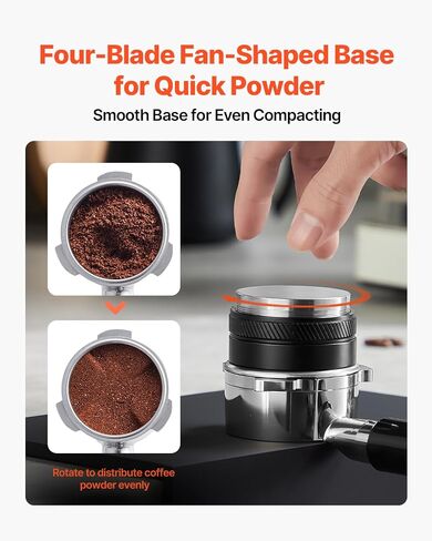 VEVOR Coffee Distributor 53mm, 2-in-1 Adjustable Espresso Distributor with Fan-Shaped Base, Coffee Distributor 304 Stainless Steel with Easy-to-Disassemble Design in Saudi Arabia