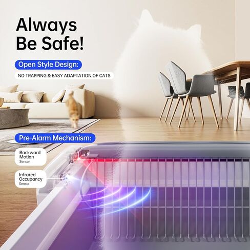 Smart Self-Cleaning Cat Litter Box with APP Control, Automatic Odor-Free Litter Box for Multiple Cats, Large Waste Bin & Trash Bags Included, Open-Top Design, Infrared Safety Sensors in Kuwait
