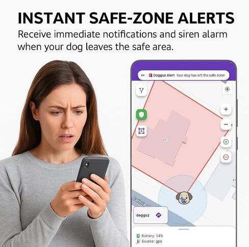 جهاز تعقب GPS ذكي للكلاب - جهاز GPS مقاوم للماء للحيوانات الأليفة مع تتبع في الوقت الفعلي ومناطق آمنة - يتضمن شريحة بيانات - الإصدار الأسود in Kuwait