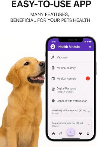جهاز تعقب GPS ذكي للكلاب - جهاز GPS مقاوم للماء للحيوانات الأليفة مع تتبع في الوقت الفعلي ومناطق آمنة - يتضمن شريحة بيانات - الإصدار الأسود in Kuwait