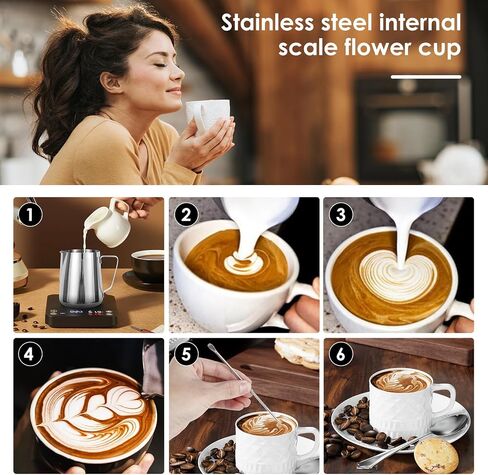 900ml Stainless Steel Milk Frothing Pitcher with Measurement Marks, 32oz Steaming Pitcher for Coffee, Cappuccino, Latte Art Milk Jug Cup for Home & Professional Use (1) in Kuwait