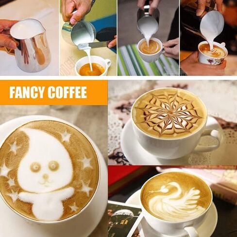 900ml Stainless Steel Milk Frothing Pitcher with Measurement Marks, 32oz Steaming Pitcher for Coffee, Cappuccino, Latte Art Milk Jug Cup for Home & Professional Use (1) in Kuwait