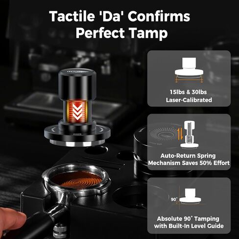 IKAPE 53.3MM V6 Impact Espresso Tamper with Sound Feedback, 15lb/30lb Interchangeable Springs, Espresso Low-Profile Tamper with Triple-spring System, Fits 54mm portafilters in Saudi Arabia