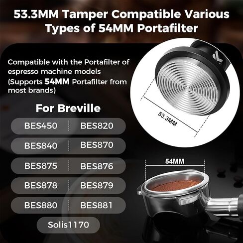 IKAPE 53.3MM V6 Impact Espresso Tamper with Sound Feedback, 15lb/30lb Interchangeable Springs, Espresso Low-Profile Tamper with Triple-spring System, Fits 54mm portafilters in Saudi Arabia