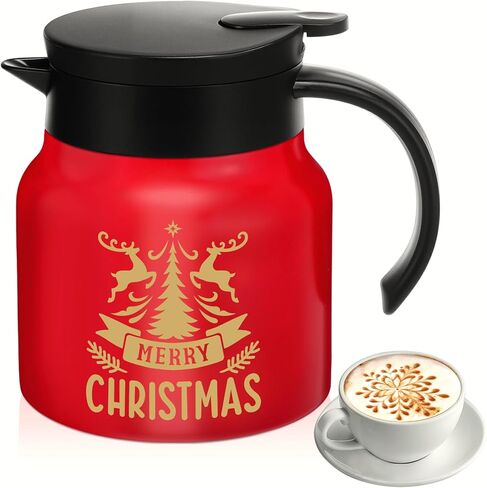 Mimorou Christmas Snowman Hot Chocolate Dispenser 27 oz Winter Hot Cocoa Bar Supplies Xmas Stainless Steel Double Wall Thermal Water Carafe for Keeping Chocolate Coffee Milk Party Favors Supplies in Saudi Arabia