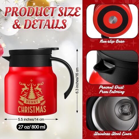 Mimorou Christmas Snowman Hot Chocolate Dispenser 27 oz Winter Hot Cocoa Bar Supplies Xmas Stainless Steel Double Wall Thermal Water Carafe for Keeping Chocolate Coffee Milk Party Favors Supplies in Saudi Arabia