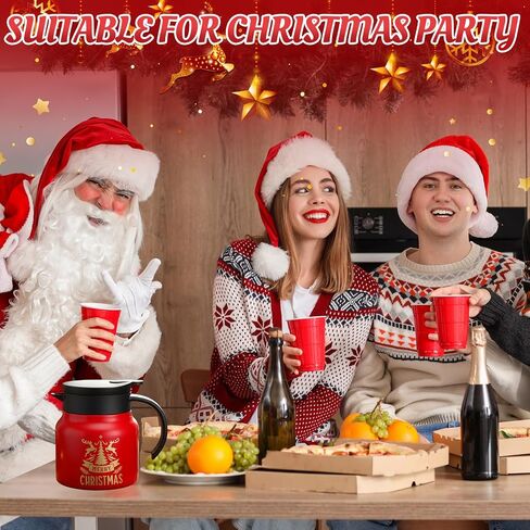 Mimorou Christmas Snowman Hot Chocolate Dispenser 27 oz Winter Hot Cocoa Bar Supplies Xmas Stainless Steel Double Wall Thermal Water Carafe for Keeping Chocolate Coffee Milk Party Favors Supplies in Saudi Arabia