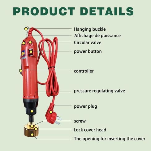 Electric capping machine 80w, handheld electric capping machine, 10-50mm sealing diameter bottle cap sealing machine, 110v voltage in Saudi Arabia
