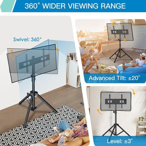 بيرسميث حامل تلفزيون ثلاثي القوائم محمول للتلفزيون بشاشة مسطحة LED LCD OLED مقاس 23-60 بوصة - ارتفاع قابل للتعديل مع فيسا 400 × 400 ملم، يحمل ما يصل إلى 88 باوند PSTM1 in Kuwait