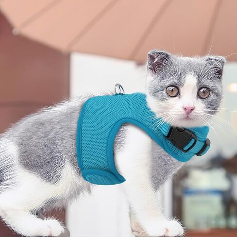 Athena Collection Adjustable Cat Harness with Velcro, Portable Medium Sized Cat Vest Harness Breathable Comfy Escape Proof Cat Kitten Harness Pet Supplies for Outdoor Walking Training, Black in Saudi Arabia