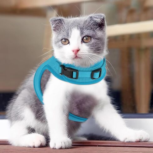 Athena Collection Adjustable Cat Harness with Velcro, Portable Medium Sized Cat Vest Harness Breathable Comfy Escape Proof Cat Kitten Harness Pet Supplies for Outdoor Walking Training, Black in Saudi Arabia