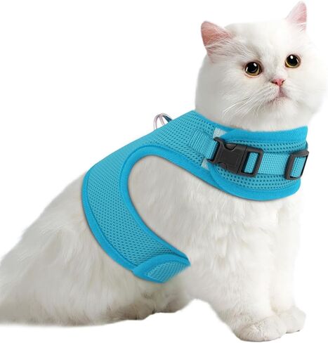Athena Collection Adjustable Cat Harness with Velcro, Portable Medium Sized Cat Vest Harness Breathable Comfy Escape Proof Cat Kitten Harness Pet Supplies for Outdoor Walking Training, Black in Saudi Arabia