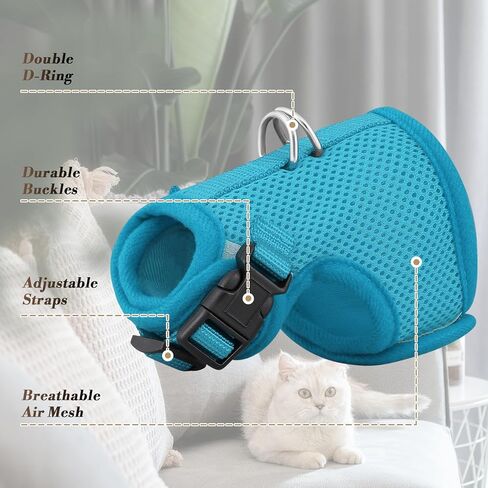 Athena Collection Adjustable Cat Harness with Velcro, Portable Medium Sized Cat Vest Harness Breathable Comfy Escape Proof Cat Kitten Harness Pet Supplies for Outdoor Walking Training, Black in Saudi Arabia