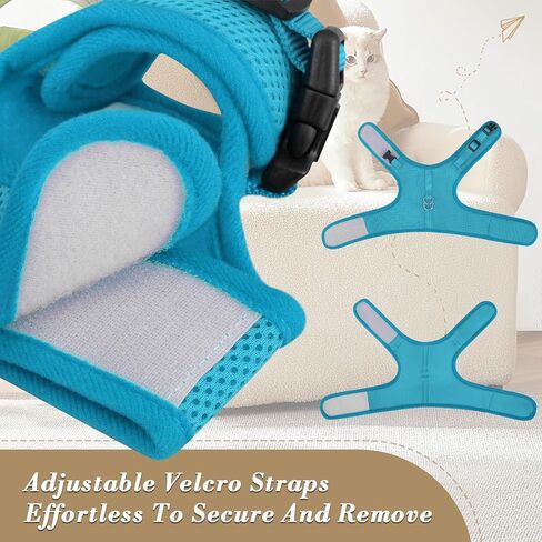 Athena Collection Adjustable Cat Harness with Velcro, Portable Medium Sized Cat Vest Harness Breathable Comfy Escape Proof Cat Kitten Harness Pet Supplies for Outdoor Walking Training, Black in Saudi Arabia