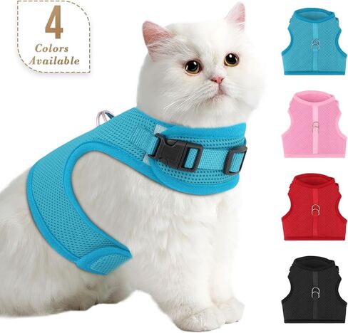 Athena Collection Adjustable Cat Harness with Velcro, Portable Medium Sized Cat Vest Harness Breathable Comfy Escape Proof Cat Kitten Harness Pet Supplies for Outdoor Walking Training, Black in Saudi Arabia