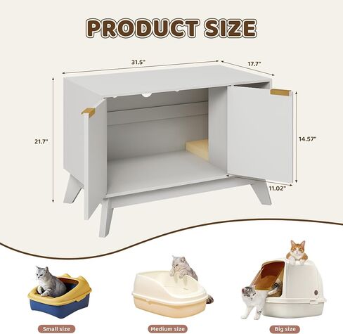 Cat Litter Box Enclosure Hidden Litter Box Furniture with Scratch Pad Cat House Wooden Cat Washroom Cabinet 2-in-1 for Living Room,Hallway,Natural in Saudi Arabia