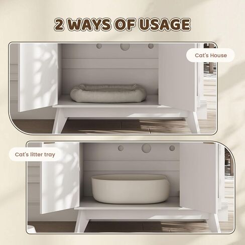 Cat Litter Box Enclosure Hidden Litter Box Furniture with Scratch Pad Cat House Wooden Cat Washroom Cabinet 2-in-1 for Living Room,Hallway,Natural in Saudi Arabia