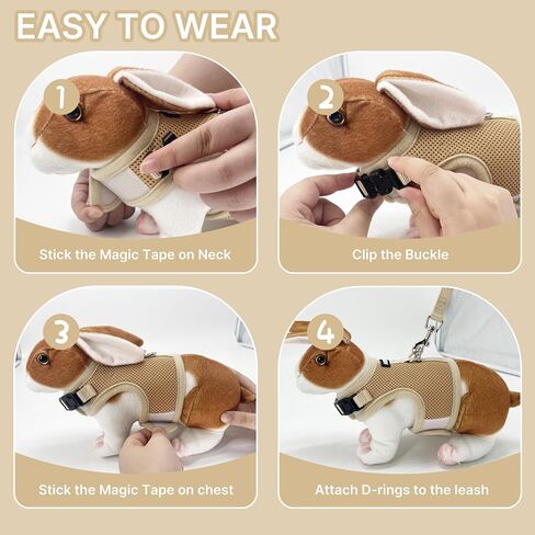 AIITLE Breathable Bunny Harness and Leash Set, Adjustable Straps & Magic Tape Design, Comfort Fit Vest for Puppies, Cats, Squirrels, Rats, Bunnies, Ferrets, Outdoor Walking, Purple S in Saudi Arabia