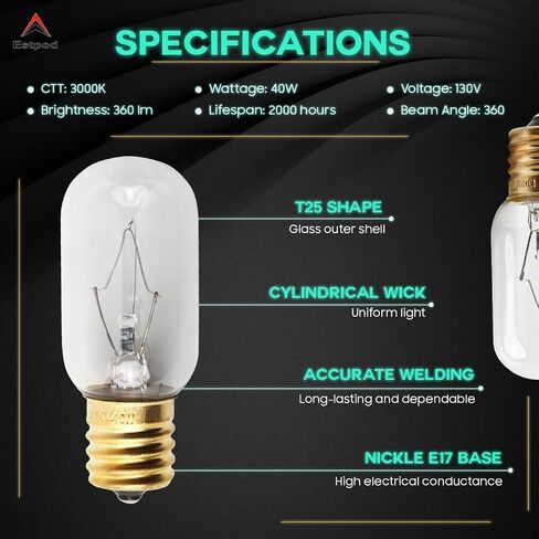 WB36X10003 Bulb 40W 130V Microwave Light Bulb Replacement Compatible with GE General Electric & Hotpoint Microwaves (Pack of 2) in Saudi Arabia