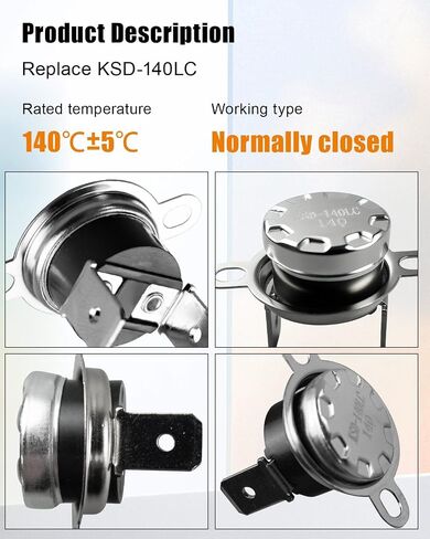 KSD-140LC Microwave Thermo Switch Thermostat Thermal Fuse Replacement Fit for Samsung Microwave Ovens MG11H2020CT, Normally Closed Switch 140℃ in Saudi Arabia