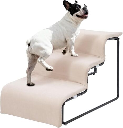 Dog Window Perch with Stairs,Pet Steps for Small Dogs &Cat,Pet Bunk Bed Dog Steps with Seat Elevated Platform Bed Indoor Dogs Ramp Ladder with Foam Upholstery in Saudi Arabia