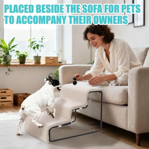 Dog Window Perch with Stairs,Pet Steps for Small Dogs &Cat,Pet Bunk Bed Dog Steps with Seat Elevated Platform Bed Indoor Dogs Ramp Ladder with Foam Upholstery in Saudi Arabia