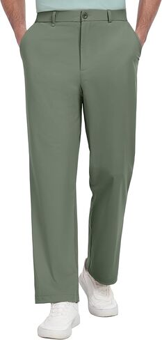PEGENO Men's Golf Pants Stretch Relaxed Fit Pants 4 Pockets Soft Breathable Casual Trousers (Navy Blue Large) in Saudi Arabia