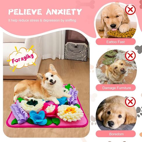 حصيرة تغذية الكلاب والاستنشاق للكلاب والقطط من السلالات الصغيرة والمتوسطة، ألعاب ألغاز تفاعلية متينة للكلاب والقطط، غير قابلة للانزلاق/محمولة/متينة، تشجع مهارات البحث عن الطعام الطبيعية in Kuwait