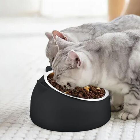 Raised Cat Bowls Stainless Steel Elevated Cats Bowl,Protect Pet's Spines Dishes for Small Dog,Black in Saudi Arabia
