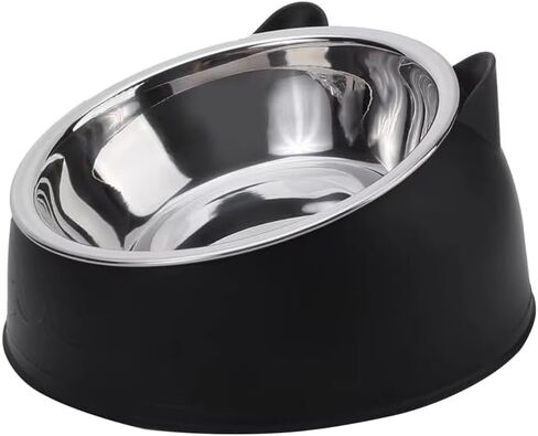 Raised Cat Bowls Stainless Steel Elevated Cats Bowl,Protect Pet's Spines Dishes for Small Dog,Black in Saudi Arabia