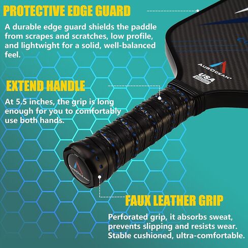 Pickleball Paddlles ، T700 Carbon Fiber Pickleball Paddle ، USAPA معتمد ، لبولي بروبيلين 16 مم للتحكم والسلطة ، مضرب كرة مخلل خفيف الوزن للرجال والنساء ، اللعب الداخلي والخارجي in Kuwait