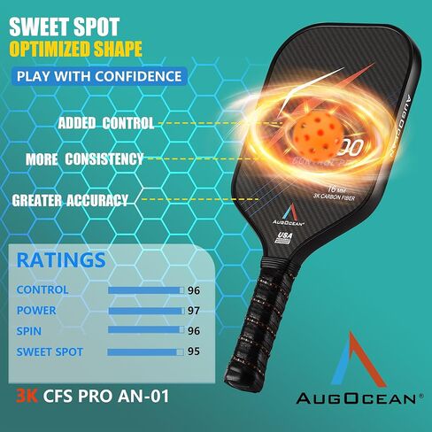 Pickleball Paddlles ، T700 Carbon Fiber Pickleball Paddle ، USAPA معتمد ، لبولي بروبيلين 16 مم للتحكم والسلطة ، مضرب كرة مخلل خفيف الوزن للرجال والنساء ، اللعب الداخلي والخارجي in Kuwait