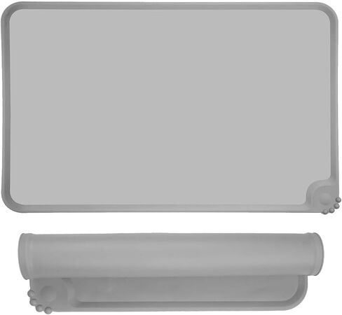 Waterproof Pet Feeding Mat with High Raised Edges, Dog Cat Food Mats Contain Spills Protects Floors, Pets Accessories, Gray in Saudi Arabia