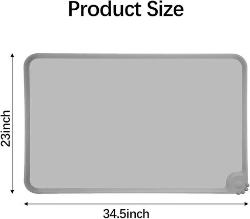 Waterproof Pet Feeding Mat with High Raised Edges, Dog Cat Food Mats Contain Spills Protects Floors, Pets Accessories, Gray in Saudi Arabia