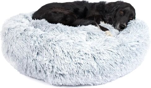 Barkbox Dog Bed, 2-in-1 Memory Foam Donut Cuddler Dog and Cat Bed, Calming Orthopedic Joint Relief Fur Crate Lounger for Pets, Machine Washable + Removable Cover, Waterproof Lining, Includes Toy in Saudi Arabia