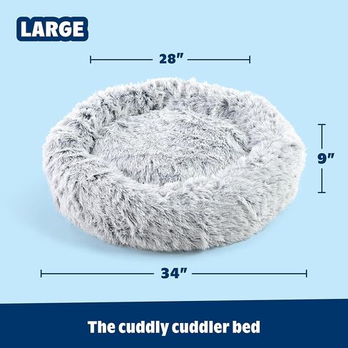 Barkbox Dog Bed, 2-in-1 Memory Foam Donut Cuddler Dog and Cat Bed, Calming Orthopedic Joint Relief Fur Crate Lounger for Pets, Machine Washable + Removable Cover, Waterproof Lining, Includes Toy in Saudi Arabia