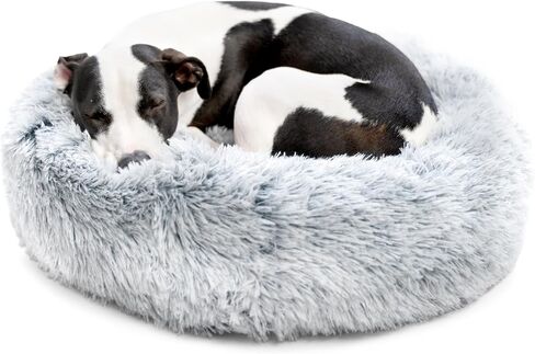 Barkbox Dog Bed, 2-in-1 Memory Foam Donut Cuddler Dog and Cat Bed, Calming Orthopedic Joint Relief Fur Crate Lounger for Pets, Machine Washable + Removable Cover, Waterproof Lining, Includes Toy in Saudi Arabia