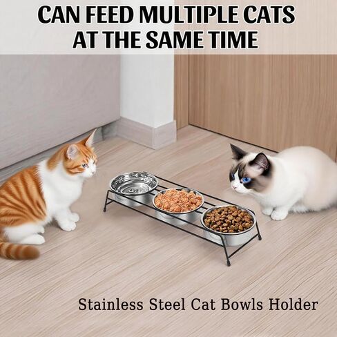 Raised Cat Bowls Dog Cat Feeder Holders 3 Stainless Steel Elevated Dog Water Food Bowls for Cats Puppies Rabbits in Saudi Arabia