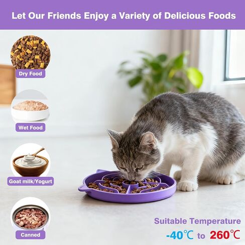 MateeyLife Slow Feeder Cat Bowl, 2 Pcs Cat Puzzle Feeder, Non-Slip Silicone Cat Dish, Prevent Overeating Cat Slow Feeder for Dry and Wet Food, Pet Bowls to Slow Down Eating, Easy to Clean in Saudi Arabia