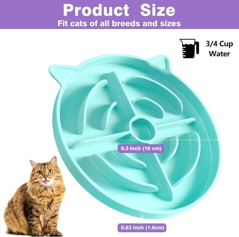 MateeyLife Slow Feeder Cat Bowl, 2 Pcs Cat Puzzle Feeder, Non-Slip Silicone Cat Dish, Prevent Overeating Cat Slow Feeder for Dry and Wet Food, Pet Bowls to Slow Down Eating, Easy to Clean in Saudi Arabia