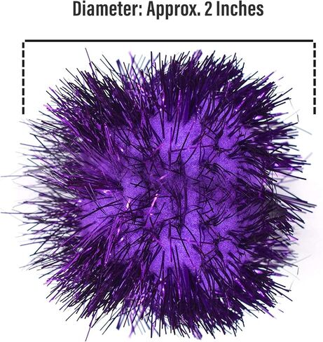 AUEAR, 12 Pack 2 Inch Sparkle Ball Shiny Glitter Tinsel Pom Poms Interactive Cat Balls for Kittens (6 Colors) in Saudi Arabia