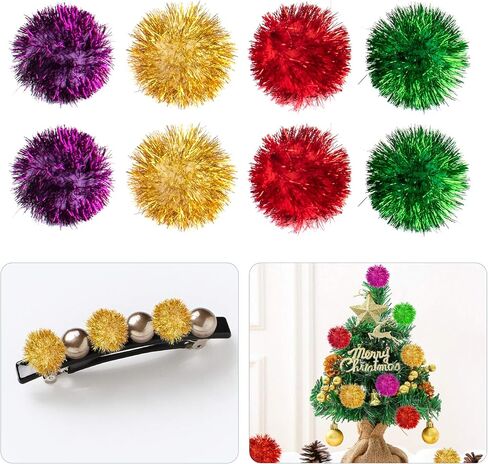 AUEAR, 12 Pack 2 Inch Sparkle Ball Shiny Glitter Tinsel Pom Poms Interactive Cat Balls for Kittens (6 Colors) in Saudi Arabia