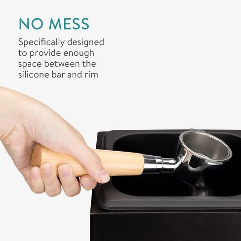 Navaris Coffee Knock Box - Stainless Steel and Wood Bin for Espresso Machine Coffee Grounds - With Silicone Bar for Knocking Filter Grinds - Black in Saudi Arabia