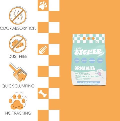 CLR2000A Unscented Premium Clumping Bentonite Clay Cat Litter w/Activated Charcoal, Natural Odor Control, 99% Dust-Free, 18.7 LBS in Saudi Arabia