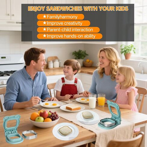 قاطعة الساندويتشات المربعة ومانع التسرب، صانع الساندوتشات PBJ/الجيب (قطر القطع 3.7 بوصة) - خالية من مادة BPA وآمنة للاستخدام في غسالة الأطباق، صديقة للأطفال لصناديق الإفطار/الغداء، سهلة الاستخدام للأولاد والبنات in Saudi Arabia